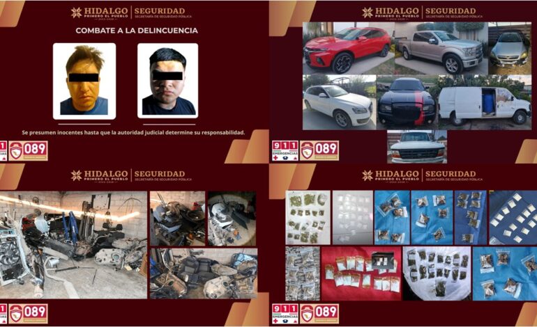 SSPH Desarticula Bodega Utilizada Para Almacenar Autopartes y Desmantelar Vehículos Robados en Cuautepec de Hinojosa