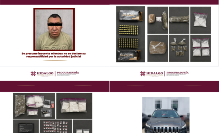 Elementos de la Agencia de Investigación Criminal detuvieron en Tlaxcoapan a un hombre en Posesión De Estupefacientes Y Cartuchos de Arma de Fuego