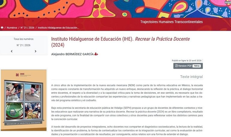 Experiencias pedagógicas de Hidalgo alcanzan difusión internacional