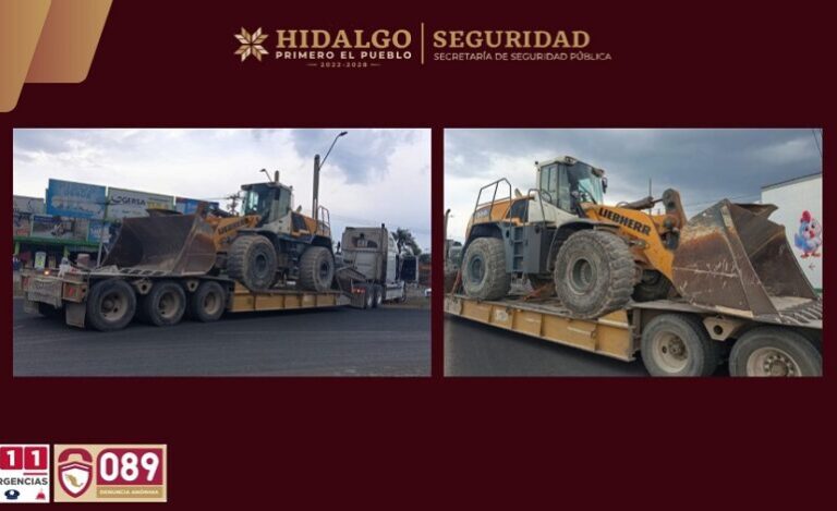 Policía Estatal Asegura a Dos Hombres y Recupera Maquinaria Pesada en Tula de Allende
