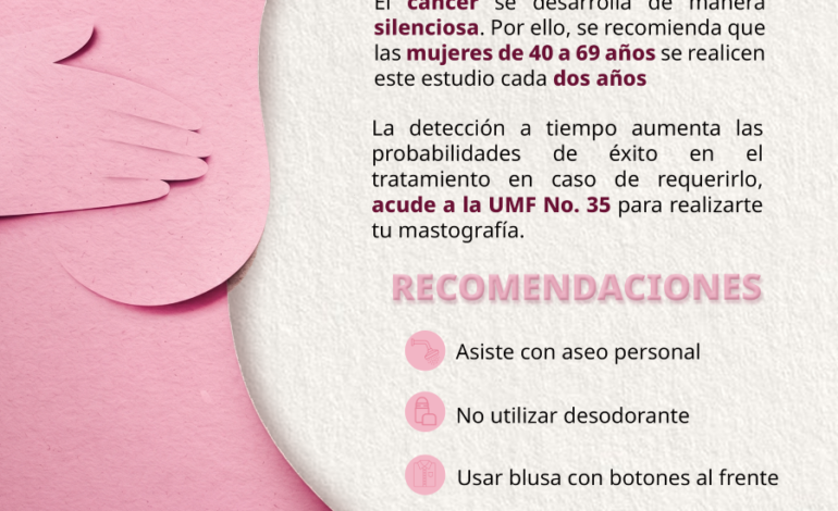 Realiza Unidad de Medicina Familiar No. 35 de Mineral de Reforma Jornada de Mastografías
