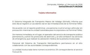 Se registró un accidente vial en las inmediaciones de la Terminal Téllez.