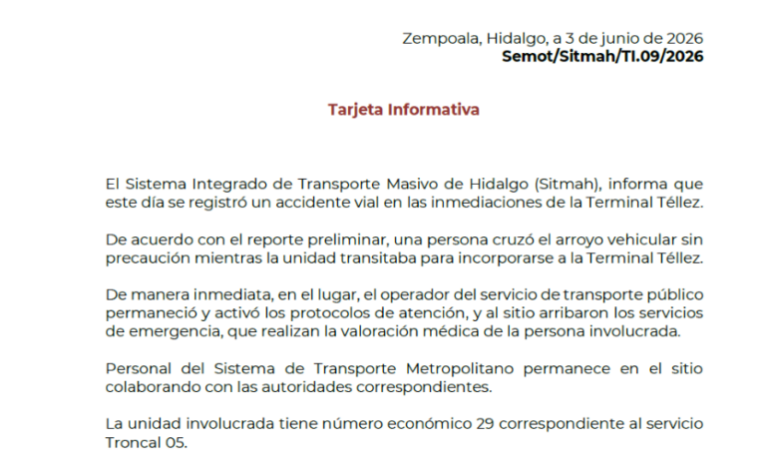 Se registró un accidente vial en las inmediaciones de la Terminal Téllez.