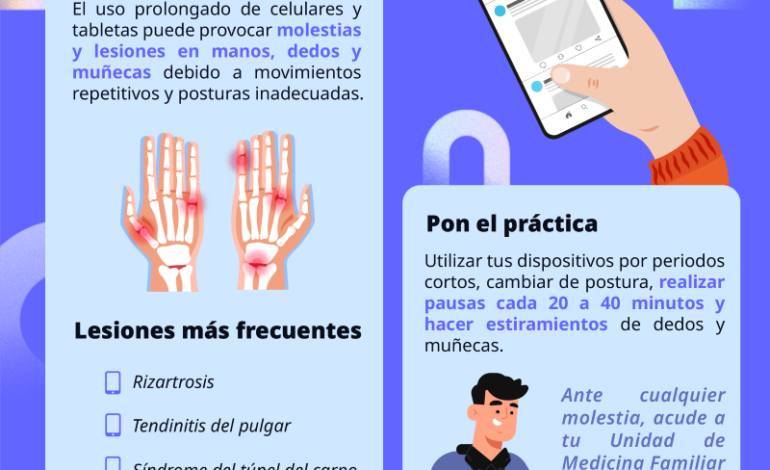 Recomienda IMSS Hidalgo Uso Moderado de Dispositivos Móviles Para Evitar Lesiones