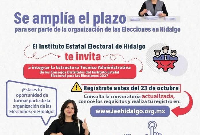 IEEH Amplía Plazos De Registro Para Integrar Los 18 Consejos Distritales Rumbo A Las Elecciones 2027