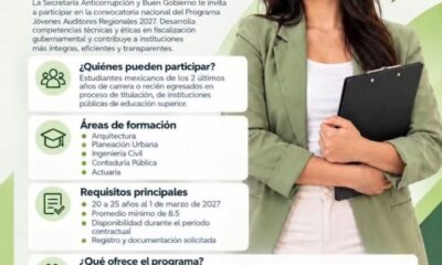 Invita Contraloría a participar en la Convocatoria Nacional del Programa Jóvenes Auditores Regionales 2027.