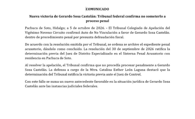Nueva victoria de Gerardo Sosa Castelán: Tribunal federal confirma no someterlo a proceso penal