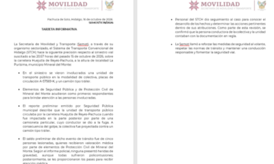 Reporte preliminar sobre un accidente suscitado en la carretera Huejutla-Pachuca donde se vio involucrada una colectiva que terminó proyectada contra un tráiler.
