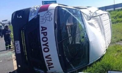 Volcó En La México-Pachuca Un Vehículo de Apoyo Mecánico del Sitmah